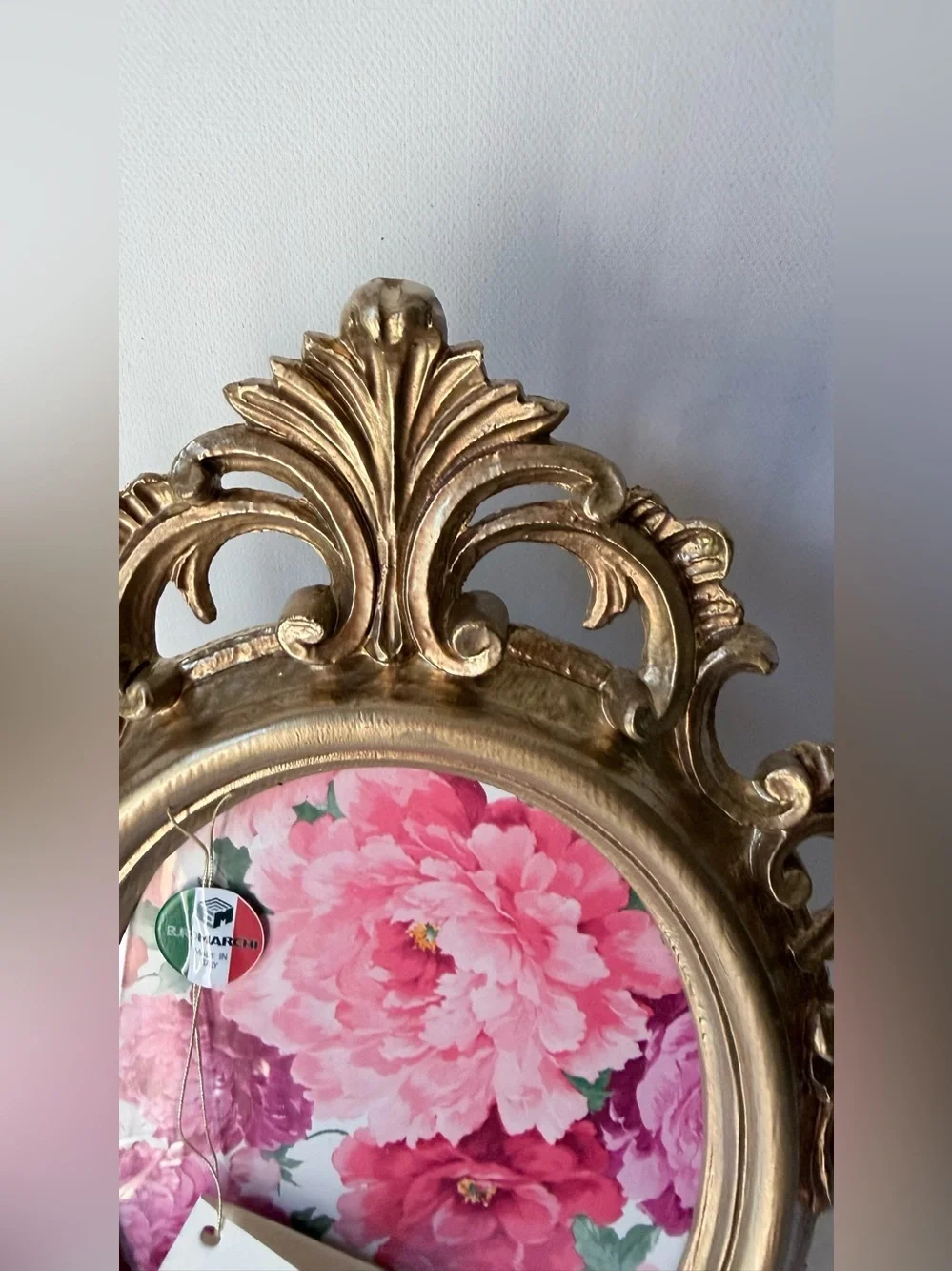 Gold Ornate Oval Decorative Frame carved wood made in Italy